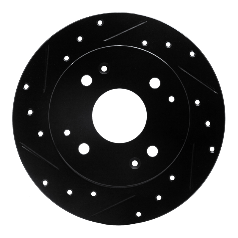 Acura CL Brake Rotor (1) - Rear Left - R1 Concepts - Drilled & Slotted - Black - `98-`02